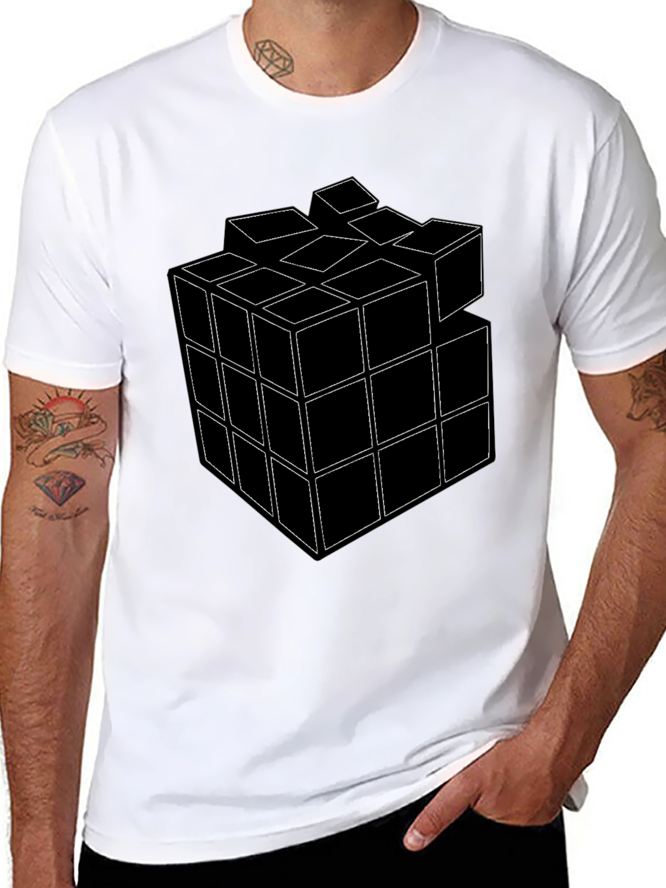 Rubiks Cube Graphic T-Shirt - Black Cotton Tee