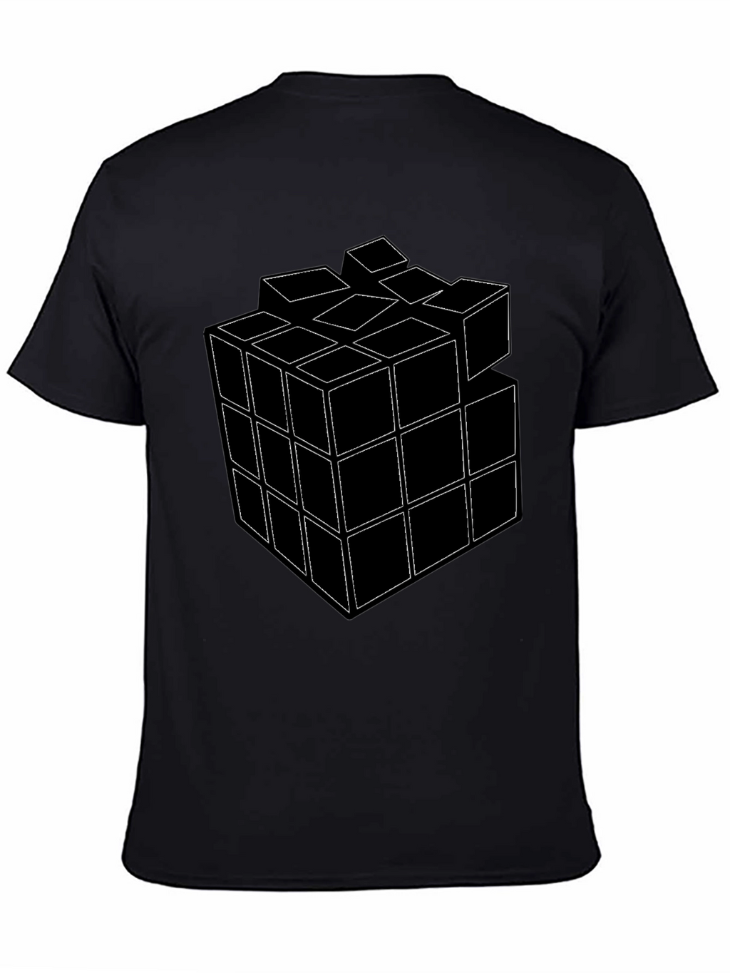 Rubiks Cube Graphic T-Shirt - Black Cotton Tee
