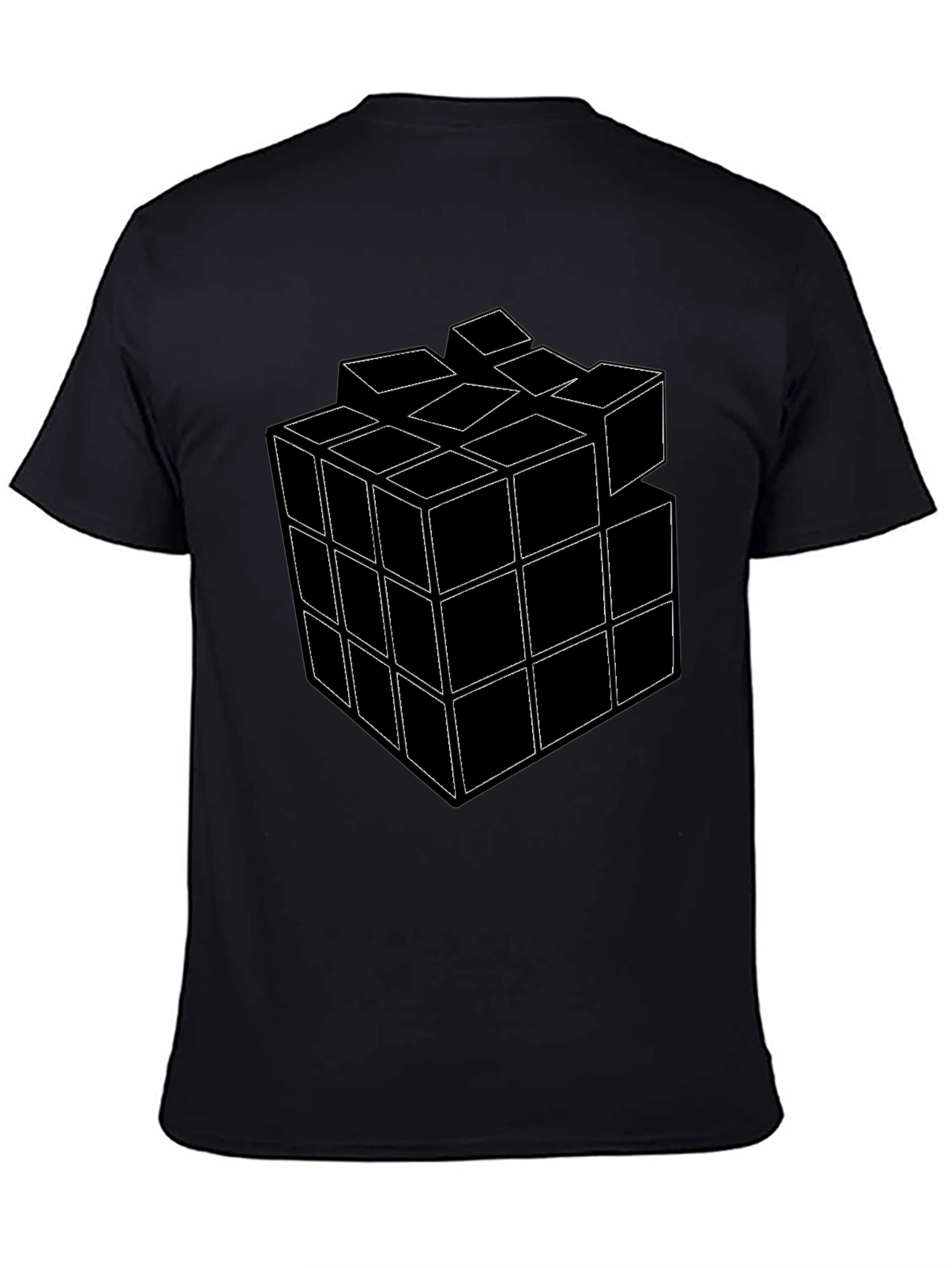Rubiks Cube Graphic T-Shirt - Black Cotton Tee