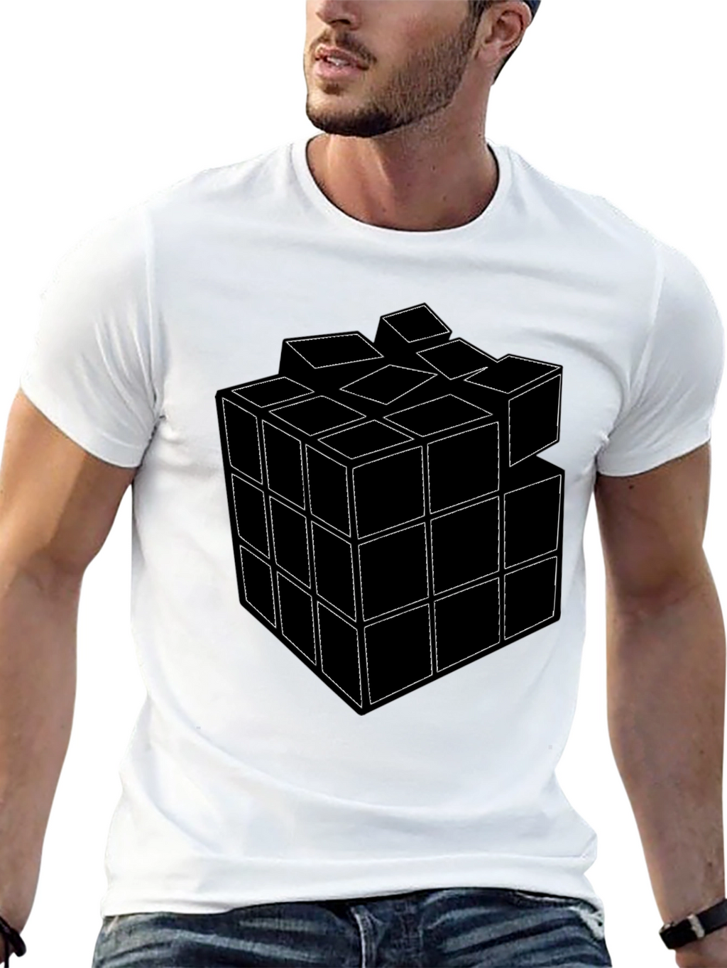 Rubiks Cube Graphic T-Shirt - Black Cotton Tee