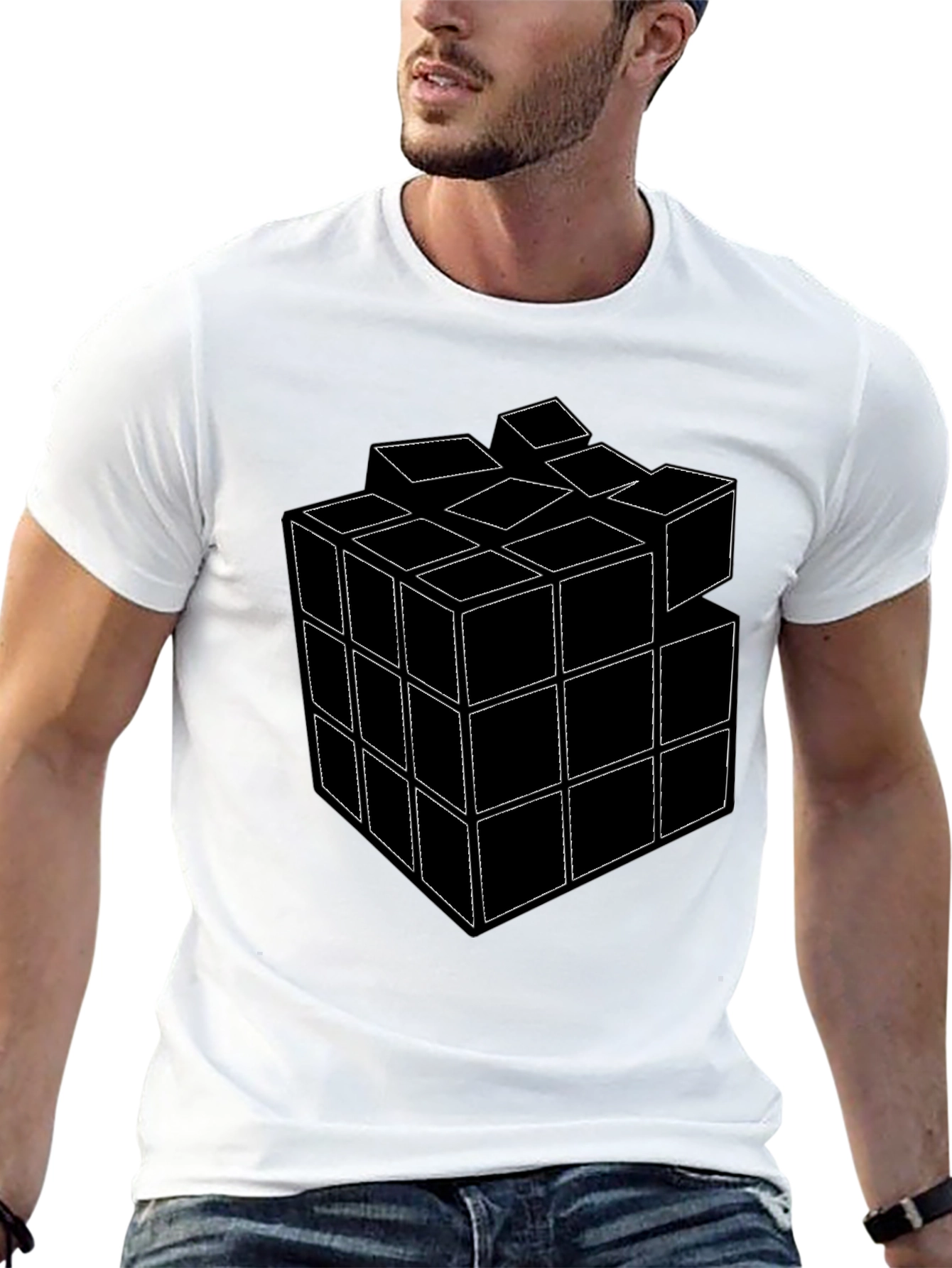 Rubiks Cube Graphic T-Shirt - Black Cotton Tee