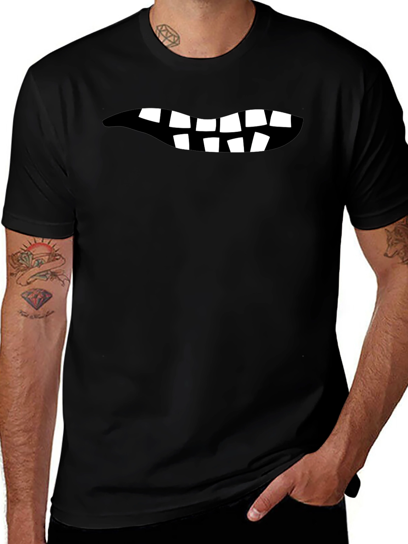 Funny Teeth Graphic Black T-Shirt