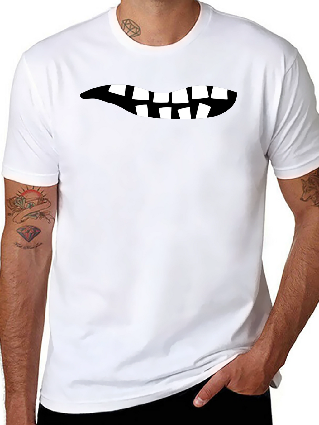 Funny Teeth Graphic Black T-Shirt