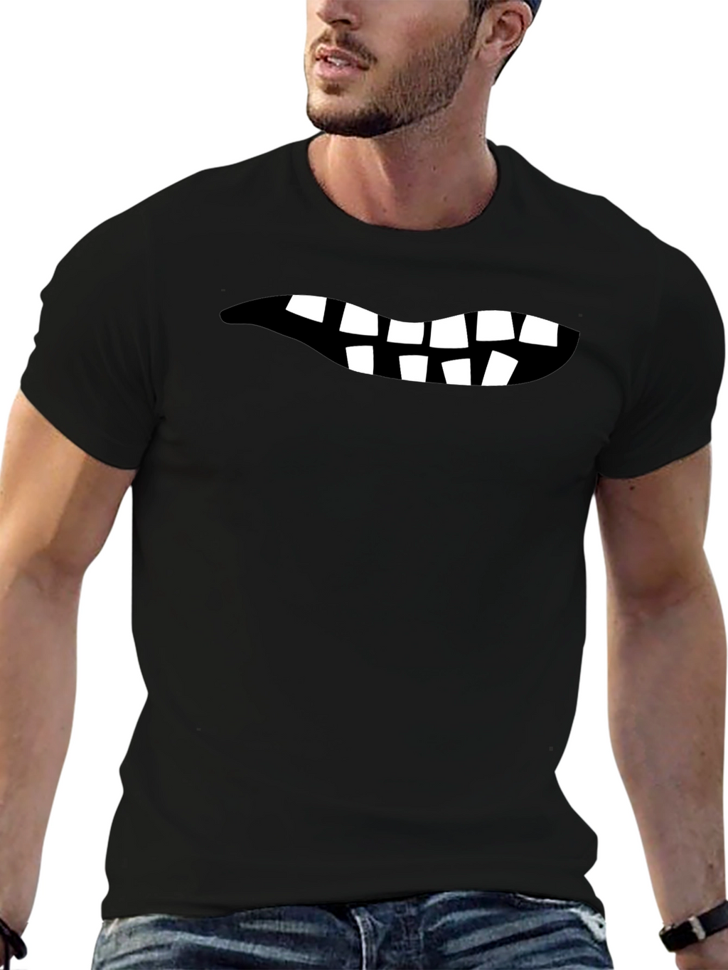 Funny Teeth Graphic Black T-Shirt