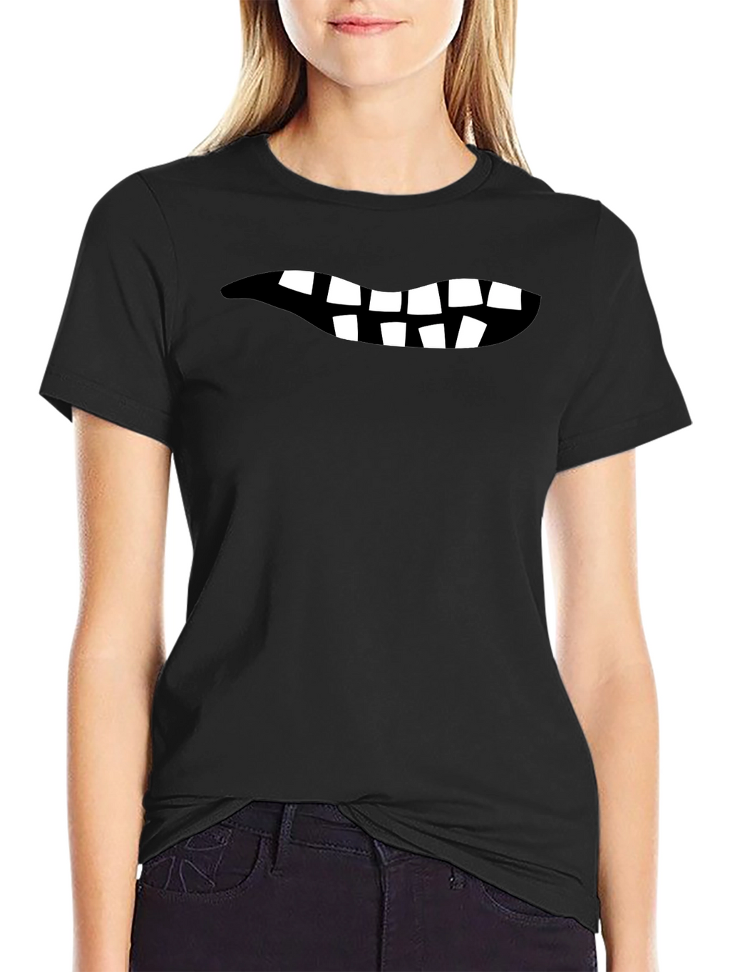 Funny Teeth Graphic Black T-Shirt