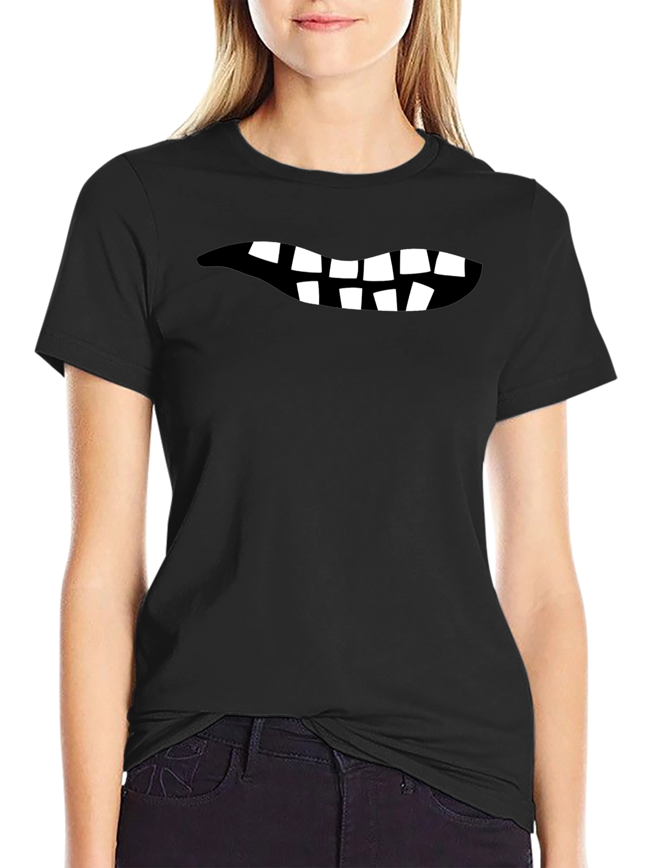 Funny Teeth Graphic Black T-Shirt