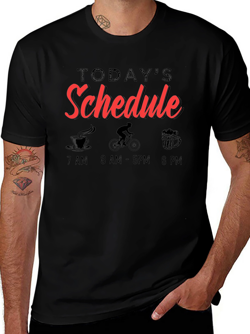 Todays Schedule Cycling Black T-Shirt