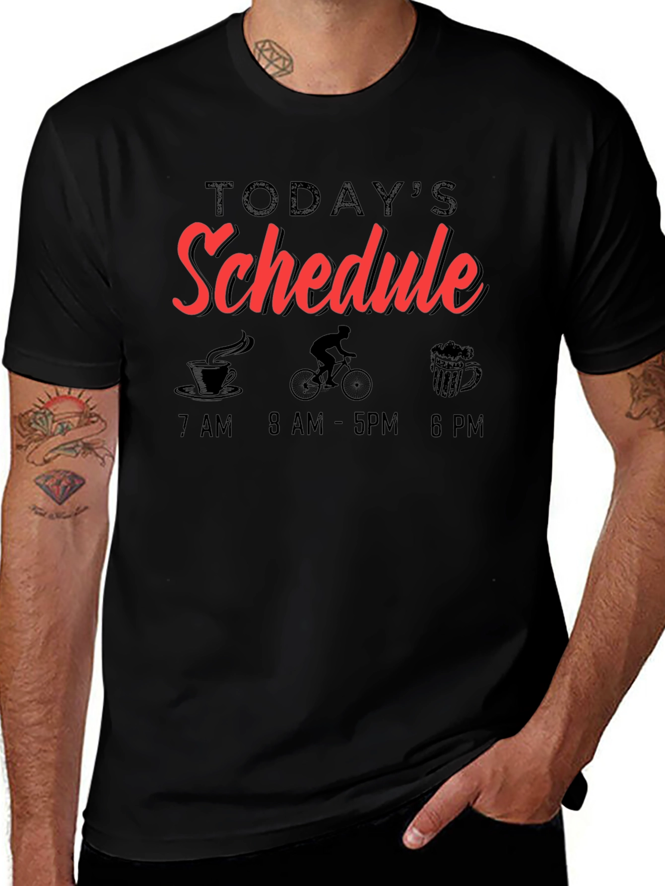 Todays Schedule Cycling Black T-Shirt