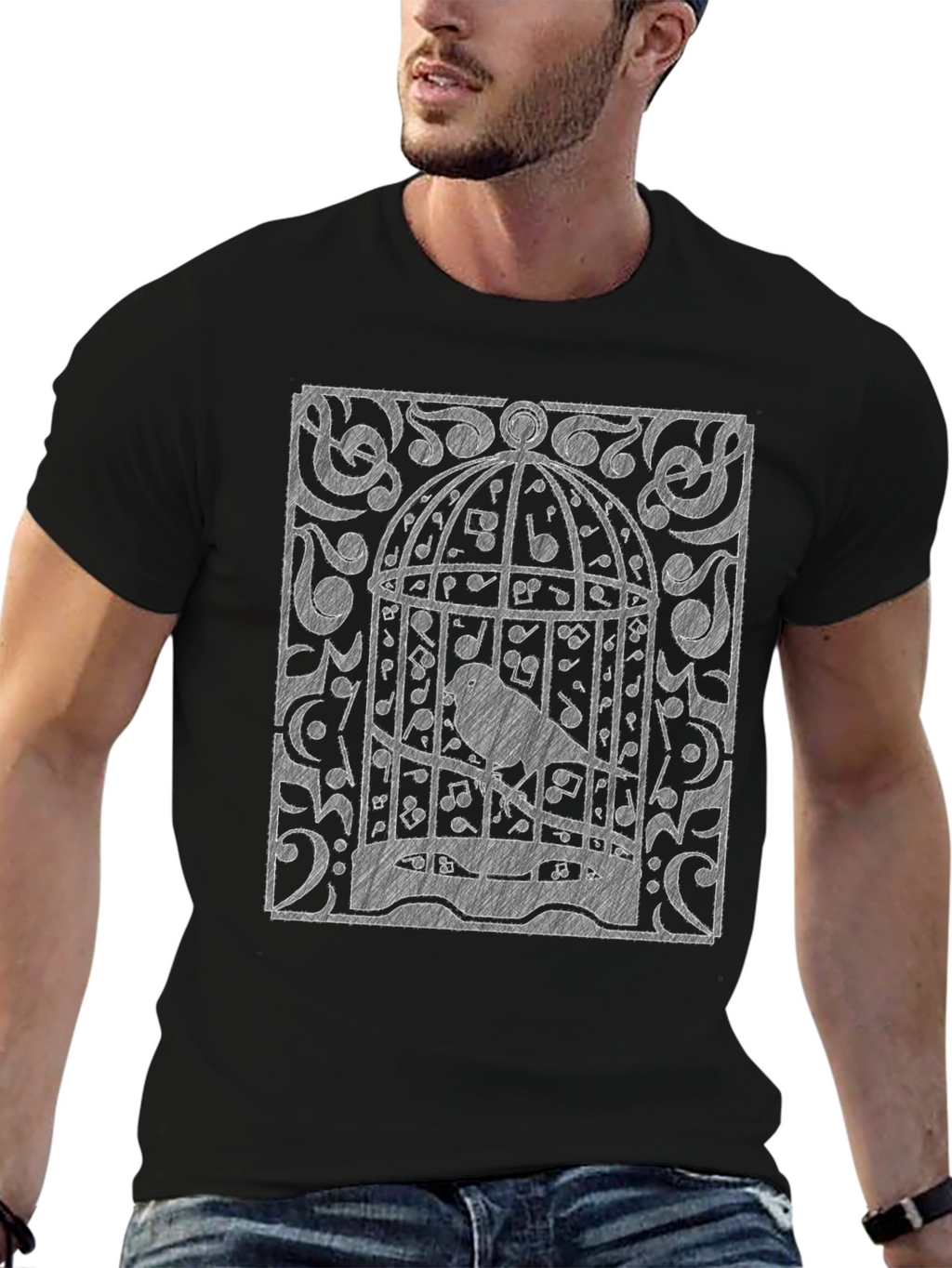 Musical Birdcage Graphic T-Shirt