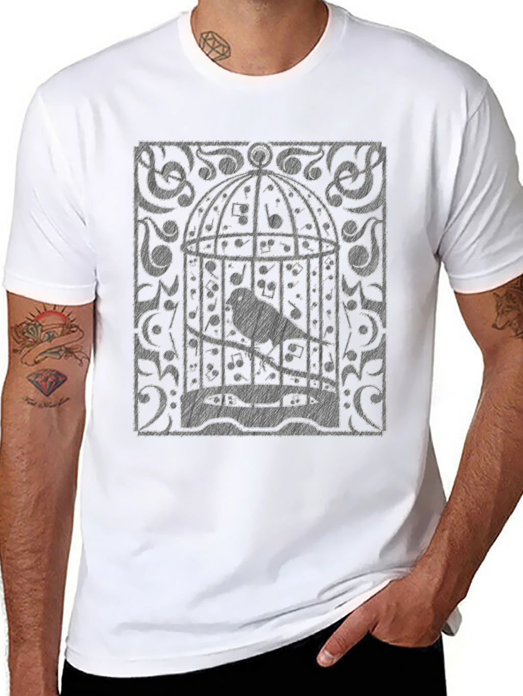 Musical Birdcage Graphic T-Shirt