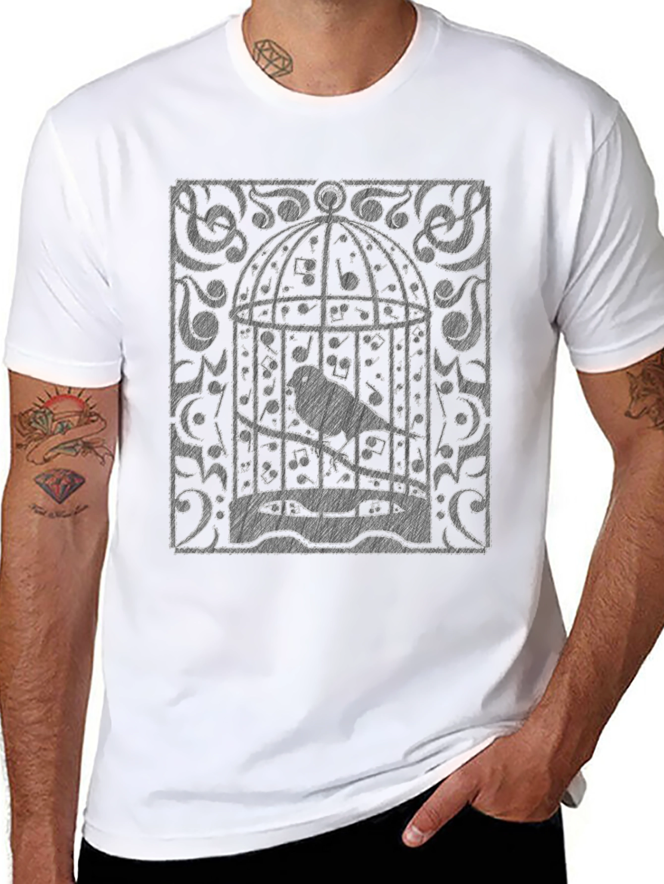 Musical Birdcage Graphic T-Shirt