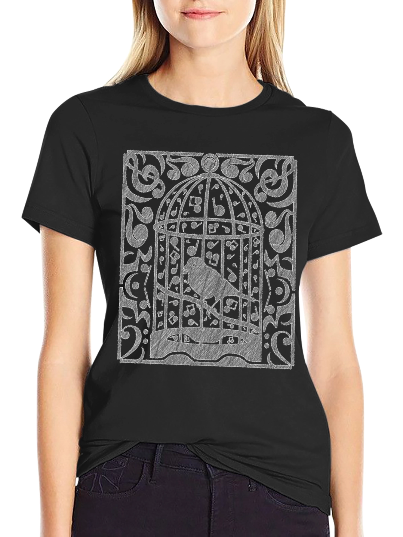 Musical Birdcage Graphic T-Shirt