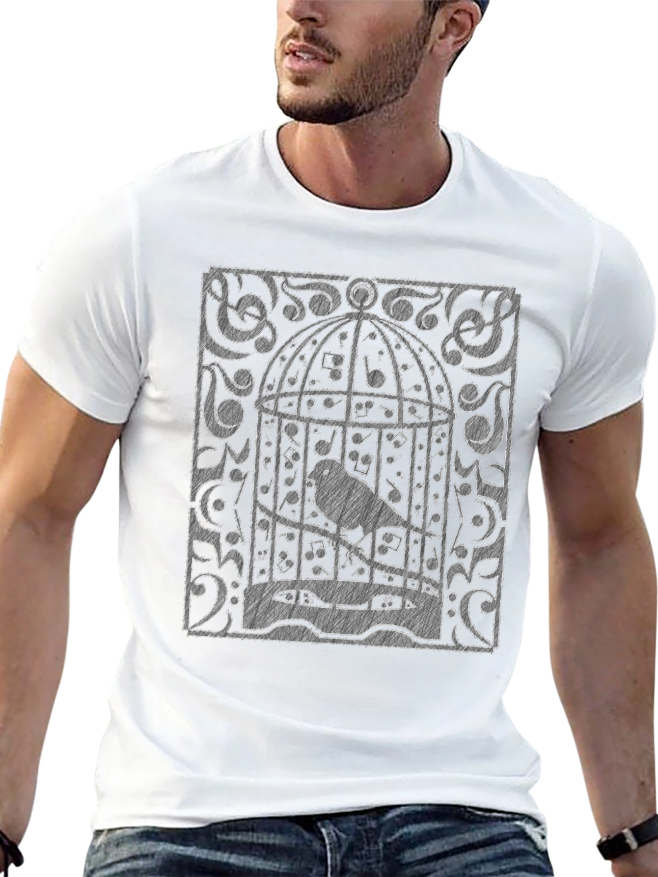 Musical Birdcage Graphic T-Shirt