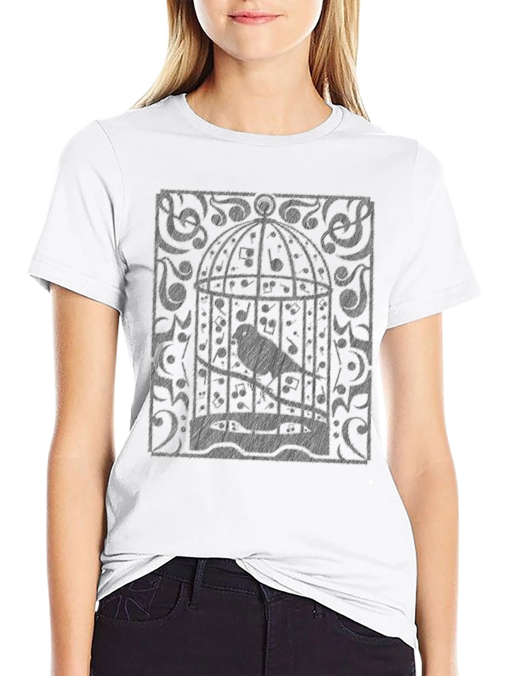 Musical Birdcage Graphic T-Shirt