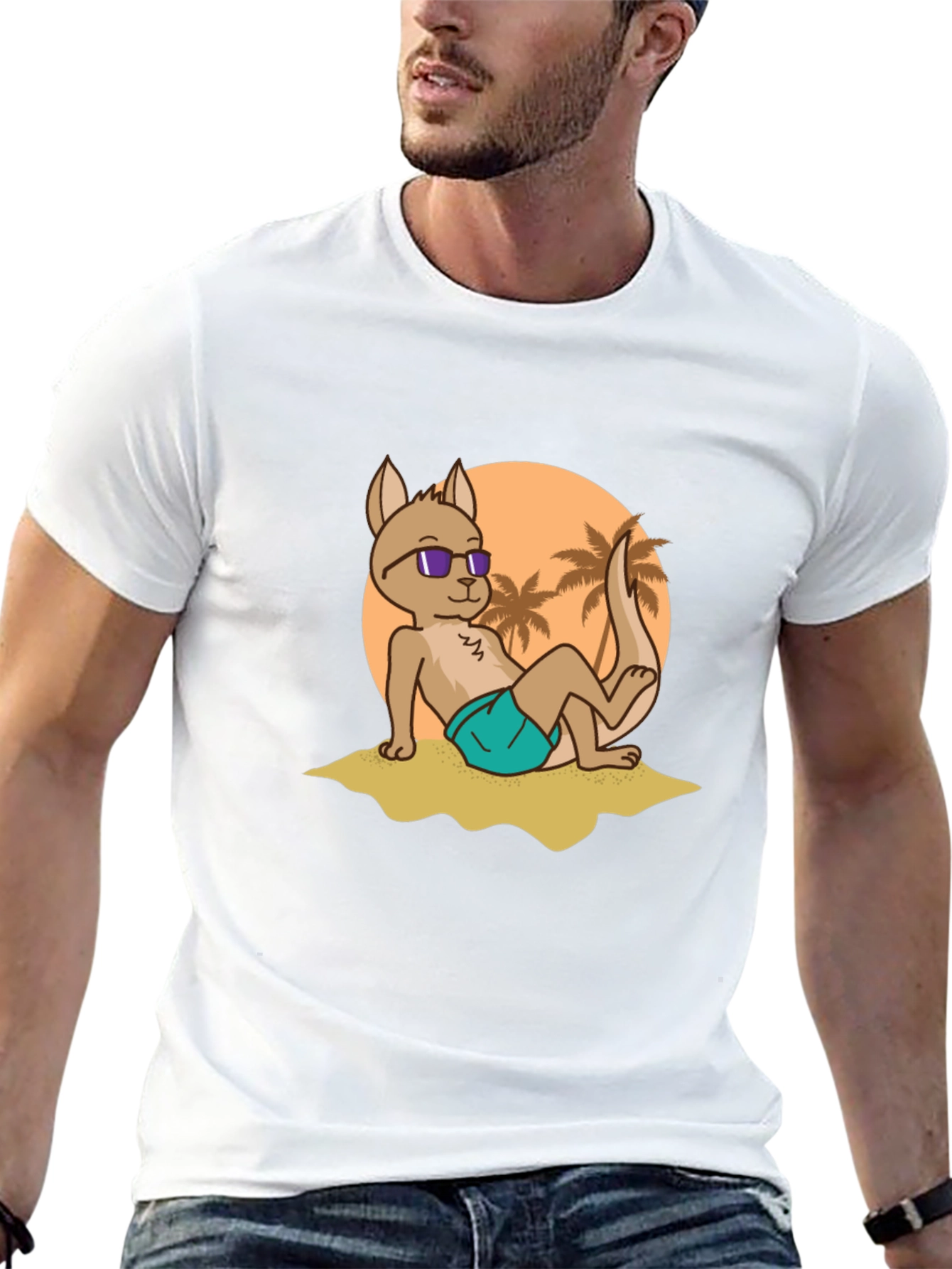 Cool Kangaroo Graphic Tee - Summer Vibes