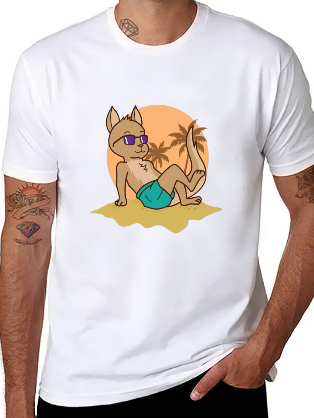 Cool Kangaroo Graphic Tee - Summer Vibes