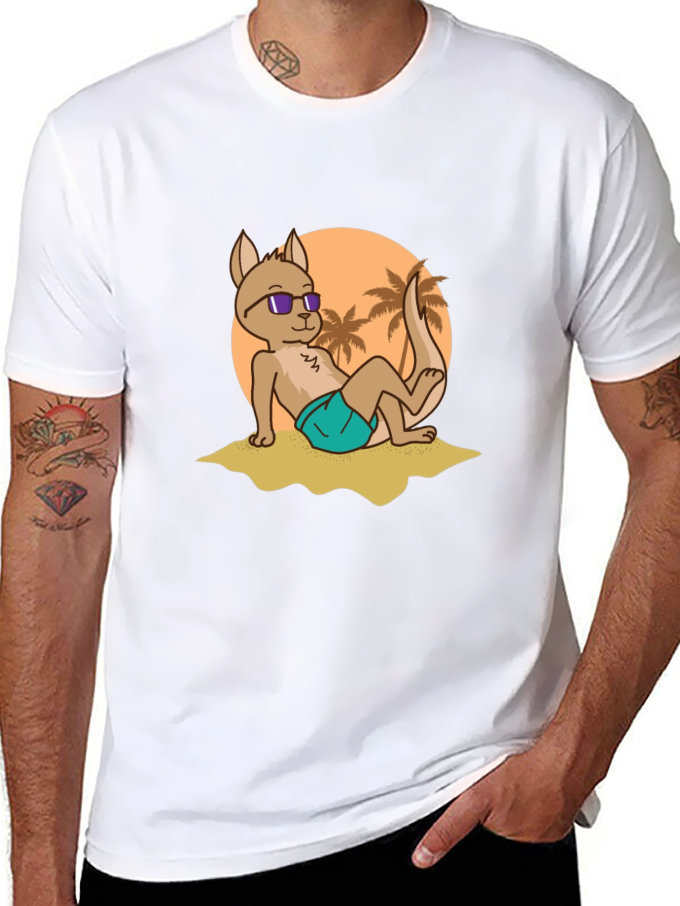 Cool Kangaroo Graphic Tee - Summer Vibes