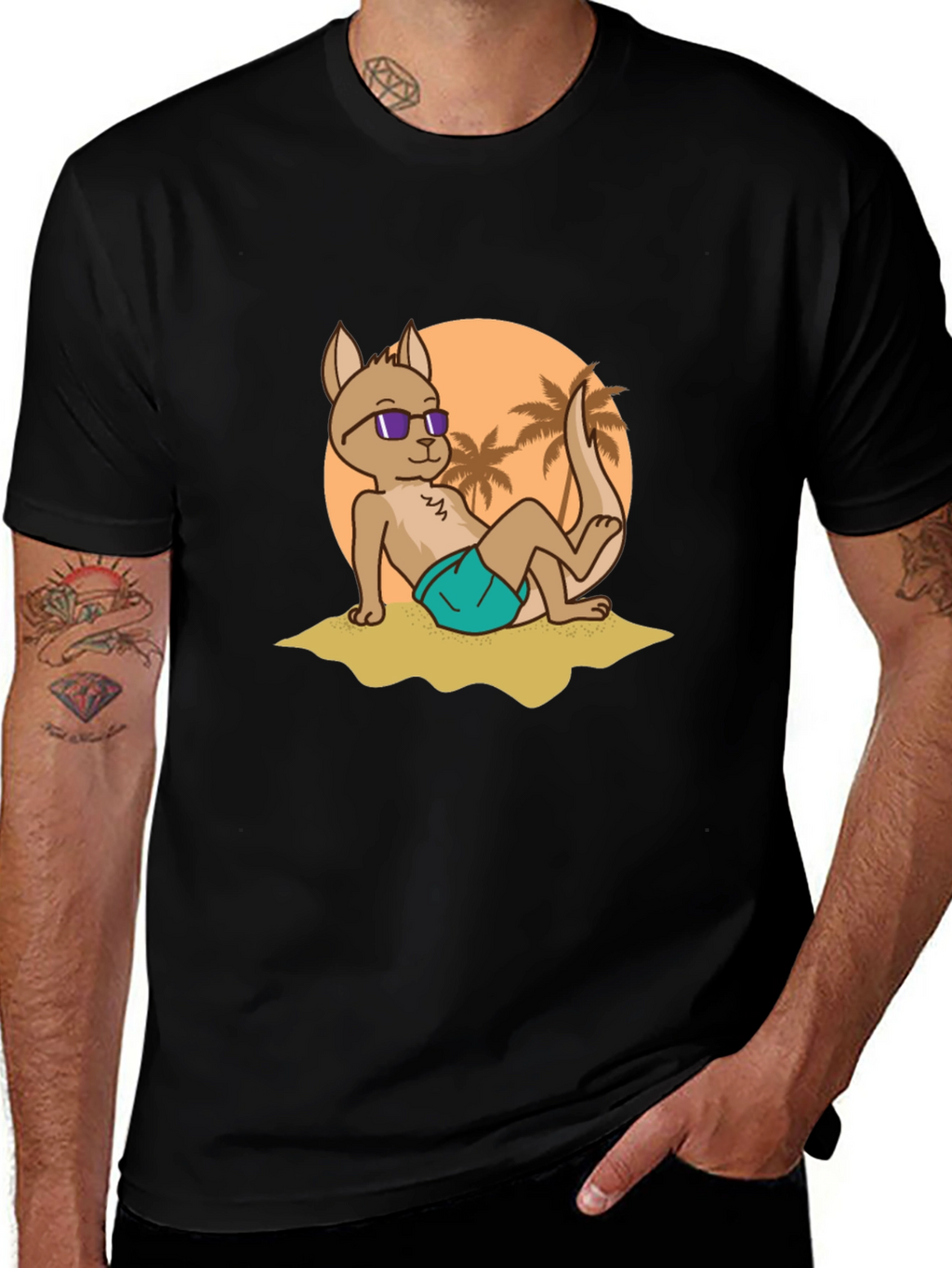 Cool Kangaroo Graphic Tee - Summer Vibes
