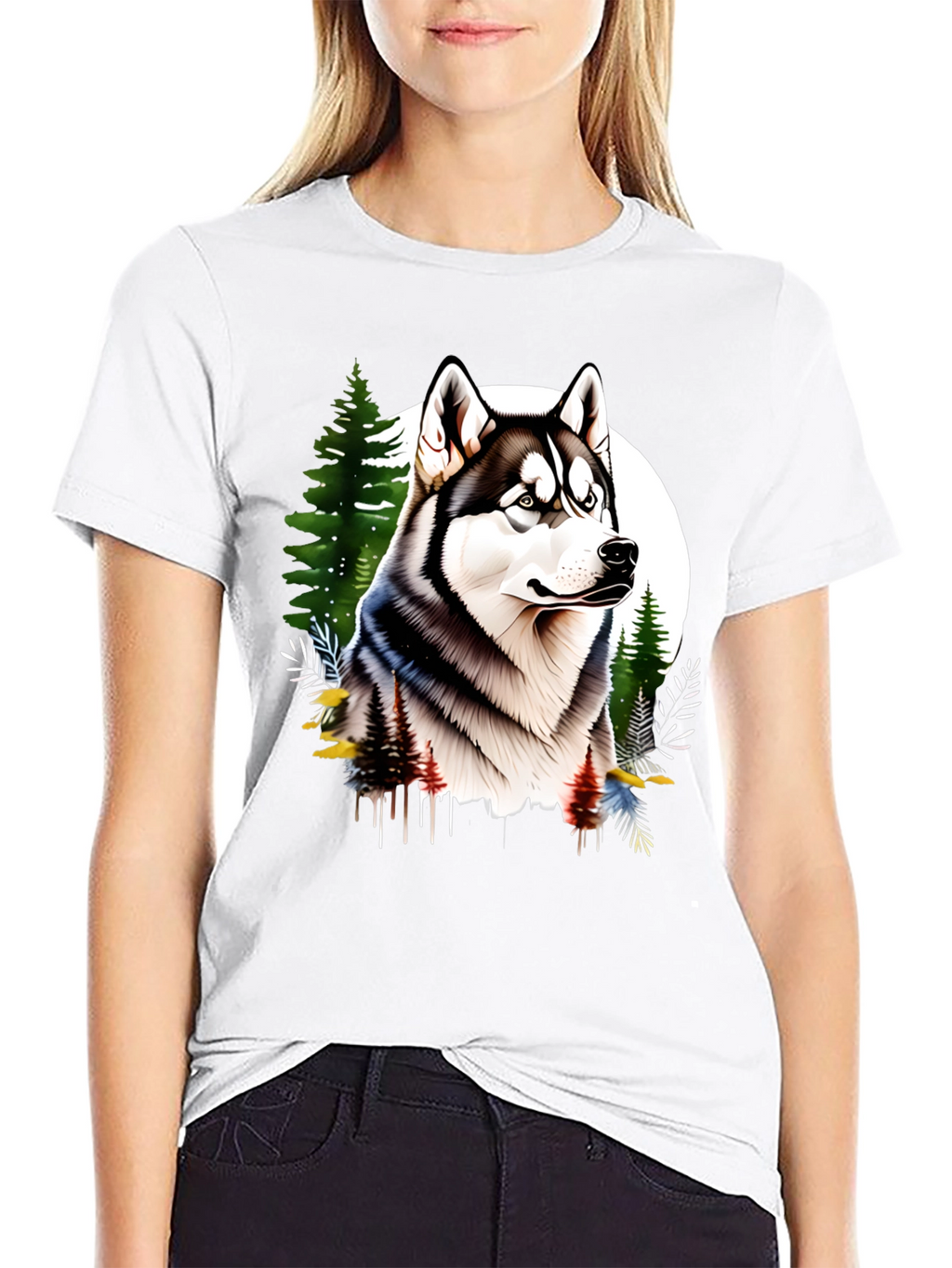 Husky in the Woods Mens T-Shirt