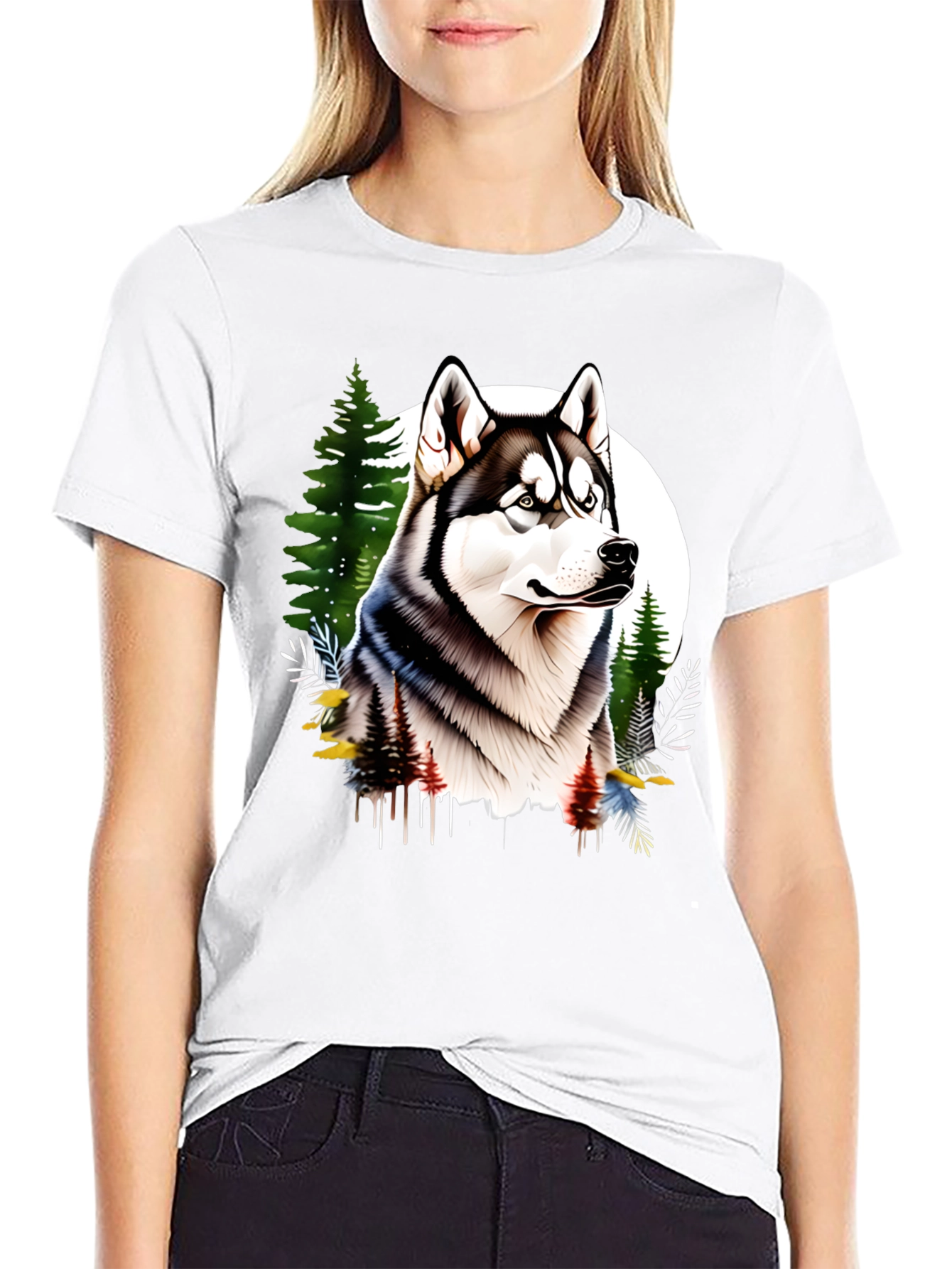 Husky in the Woods Mens T-Shirt