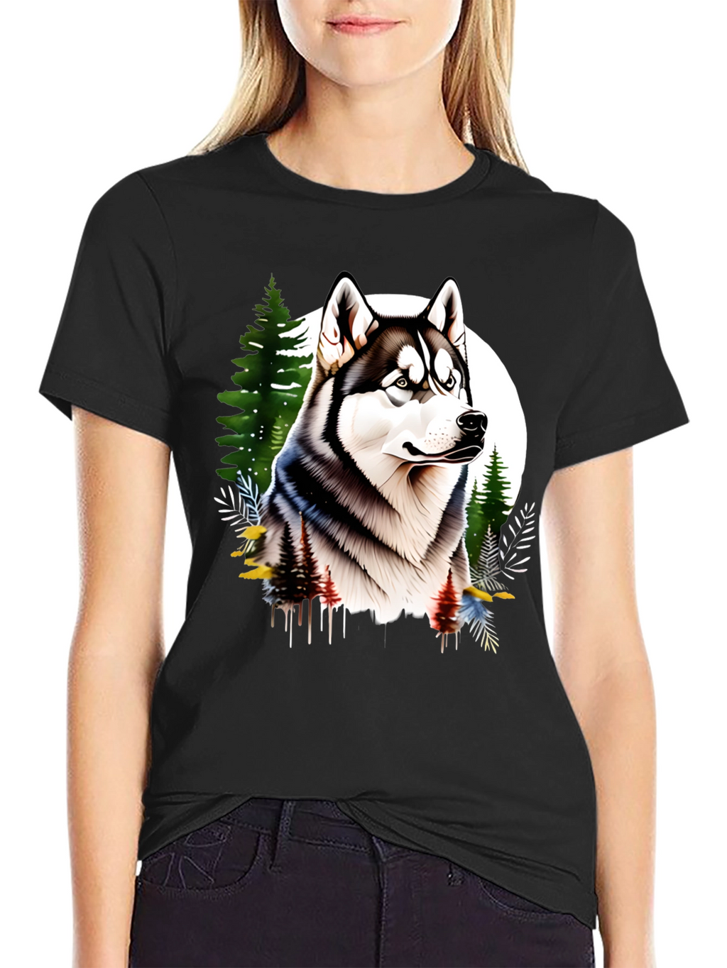 Husky in the Woods Mens T-Shirt