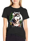 Husky in the Woods Mens T-Shirt