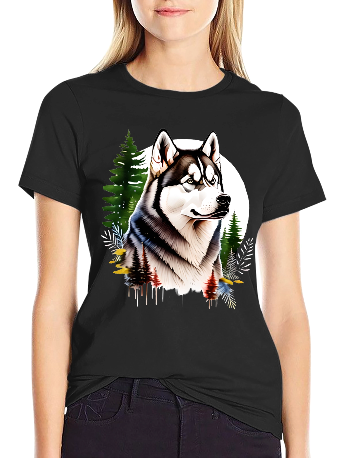 Husky in the Woods Mens T-Shirt