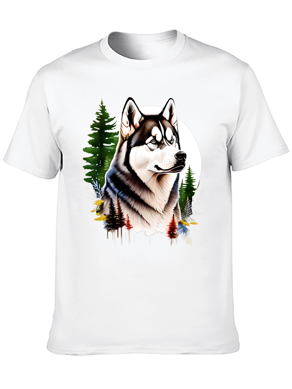 Husky in the Woods Mens T-Shirt