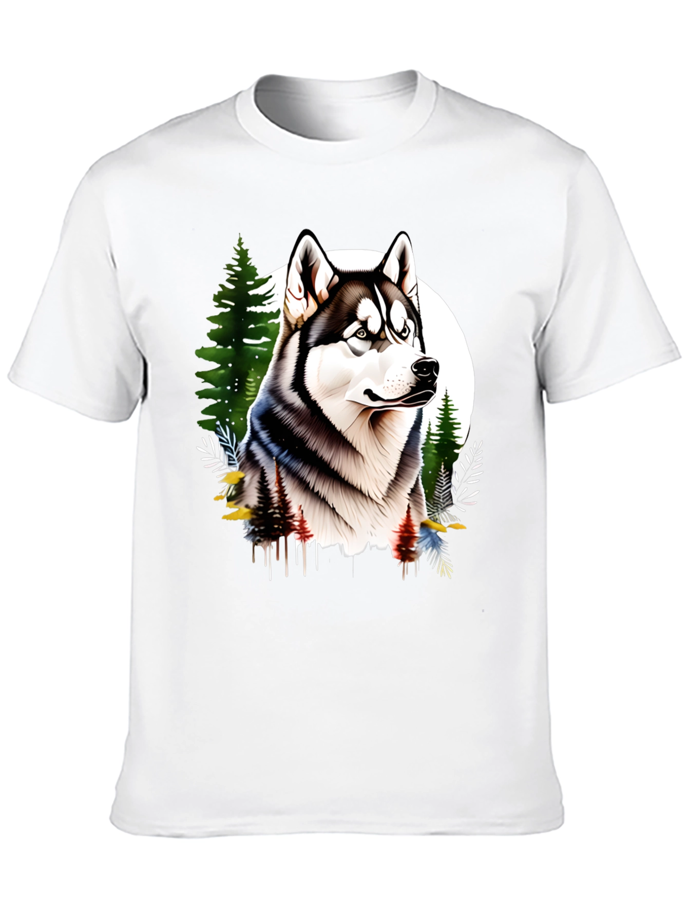 Husky in the Woods Mens T-Shirt