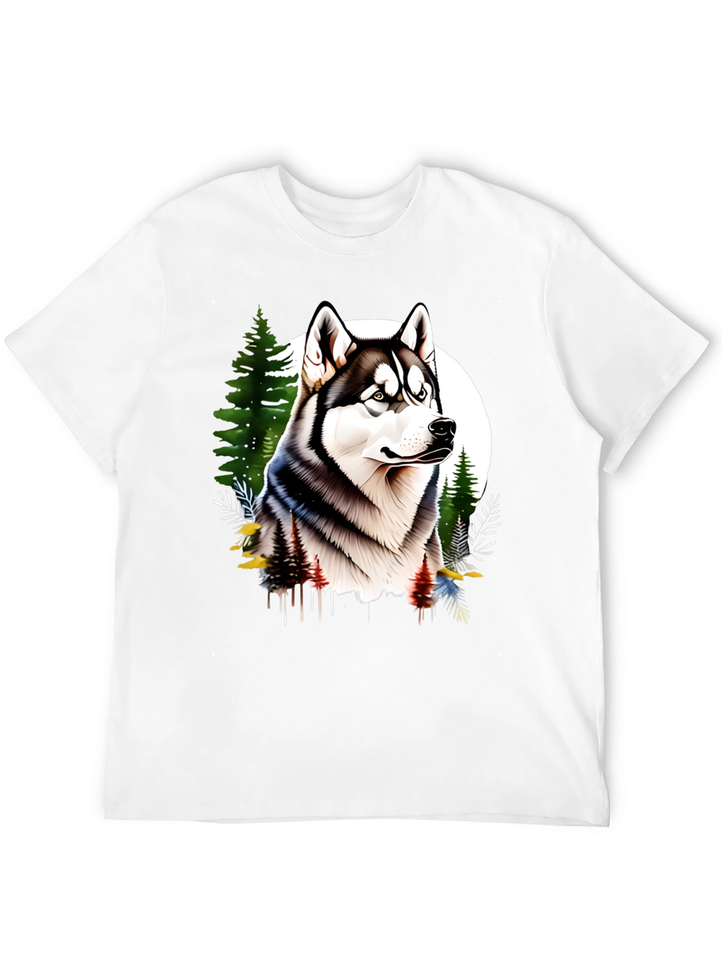 Husky in the Woods Mens T-Shirt