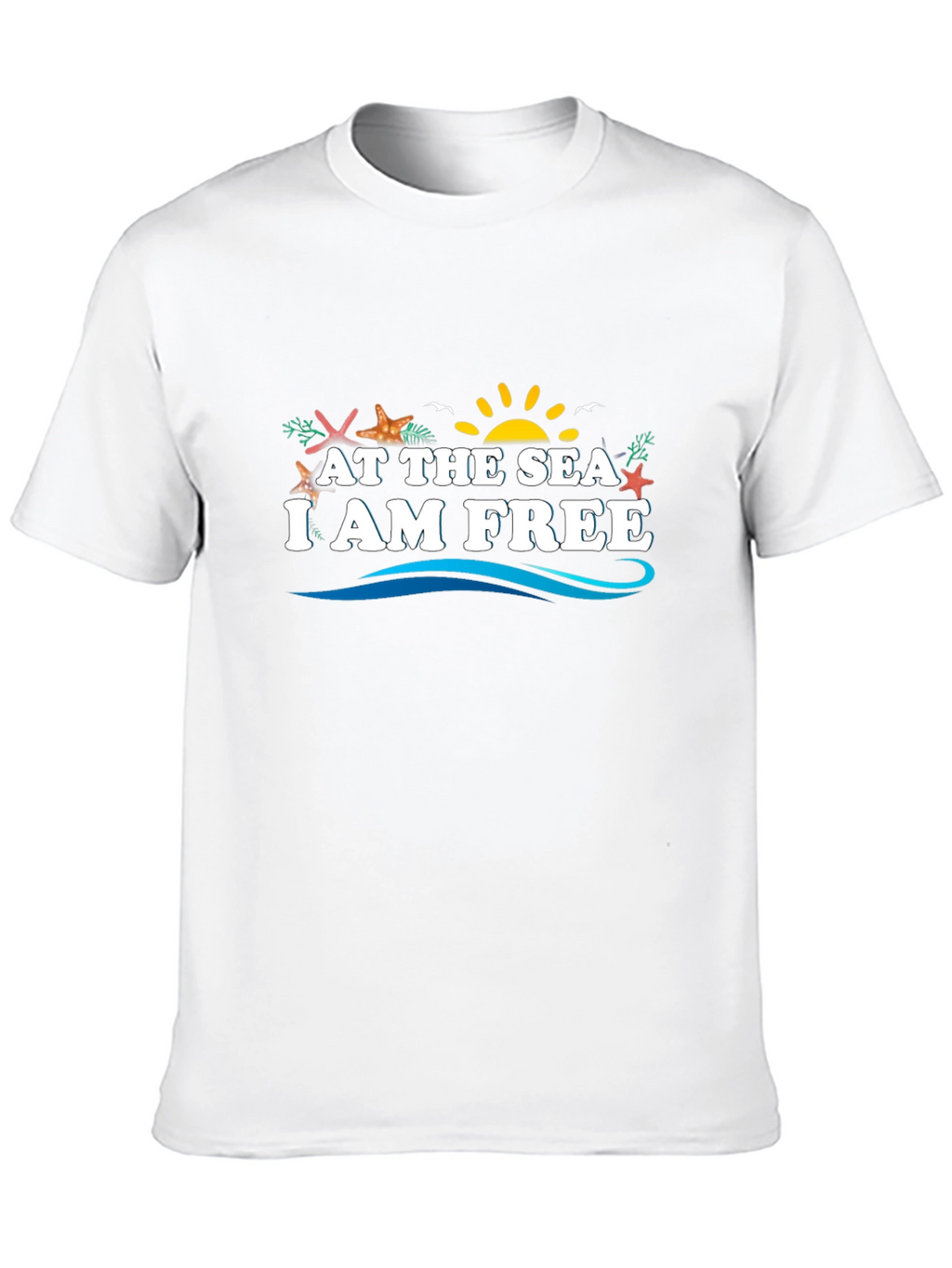 At The Sea I Am Free Black Graphic Tee