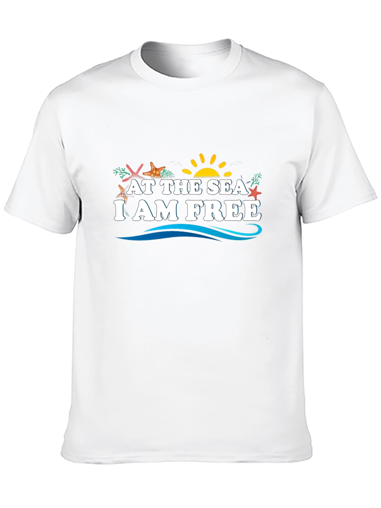 At The Sea I Am Free Black Graphic Tee