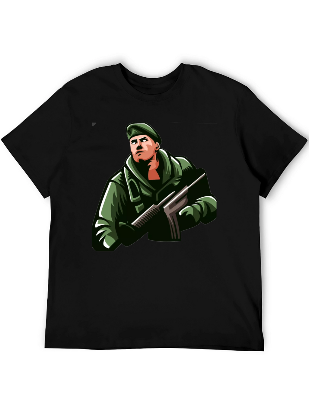 Soldier Graphic Print Black T-Shirt
