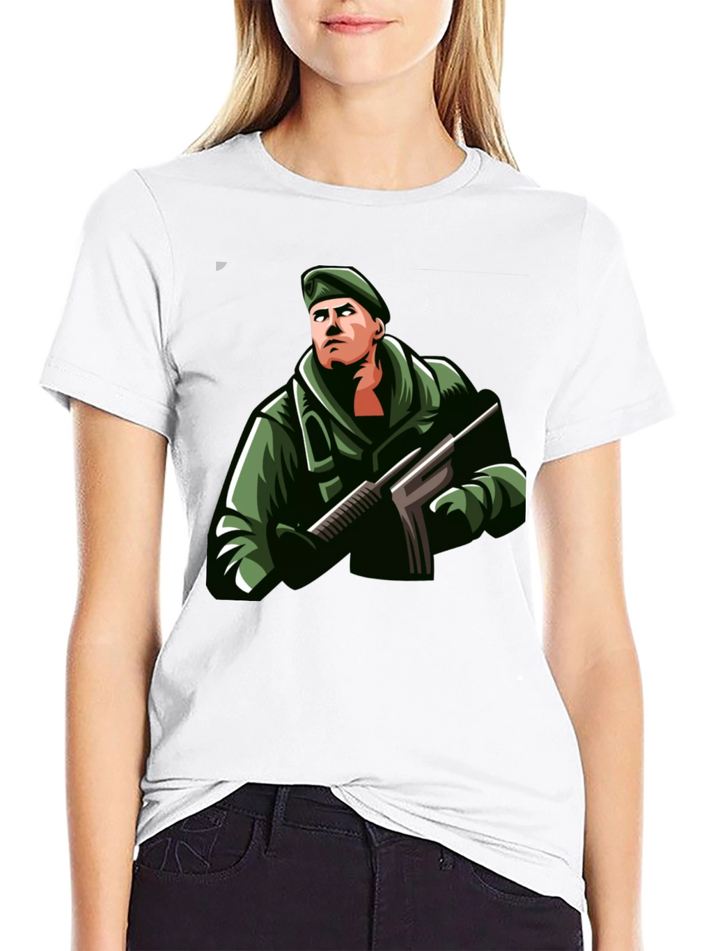 Soldier Graphic Print Black T-Shirt