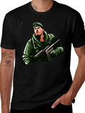Soldier Graphic Print Black T-Shirt