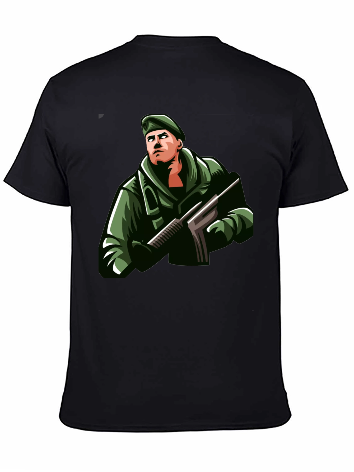 Soldier Graphic Print Black T-Shirt