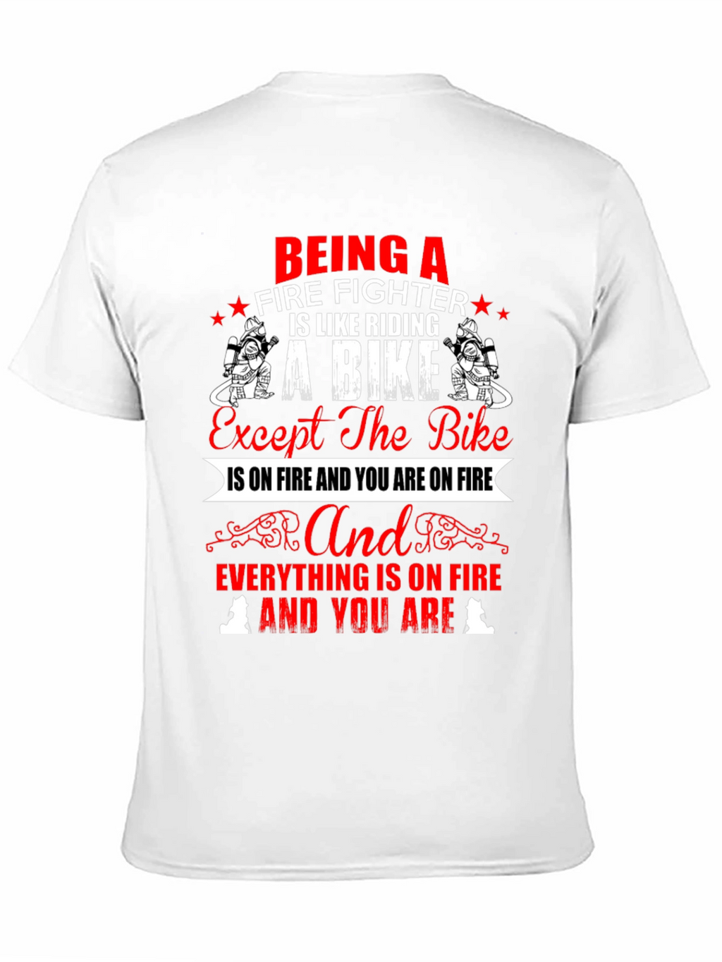 Firefighter Bike T-Shirt - Novelty Graphic Tee