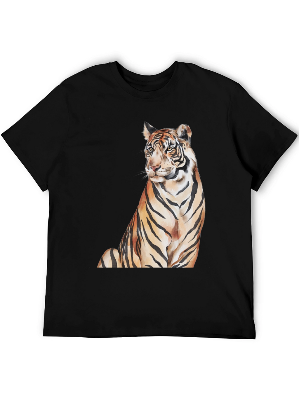 Tiger Graphic Print Mens Black T-Shirt