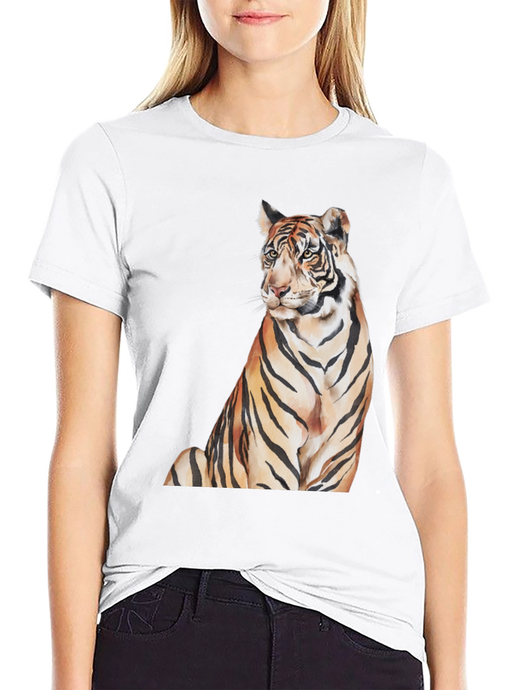 Tiger Graphic Print Mens Black T-Shirt