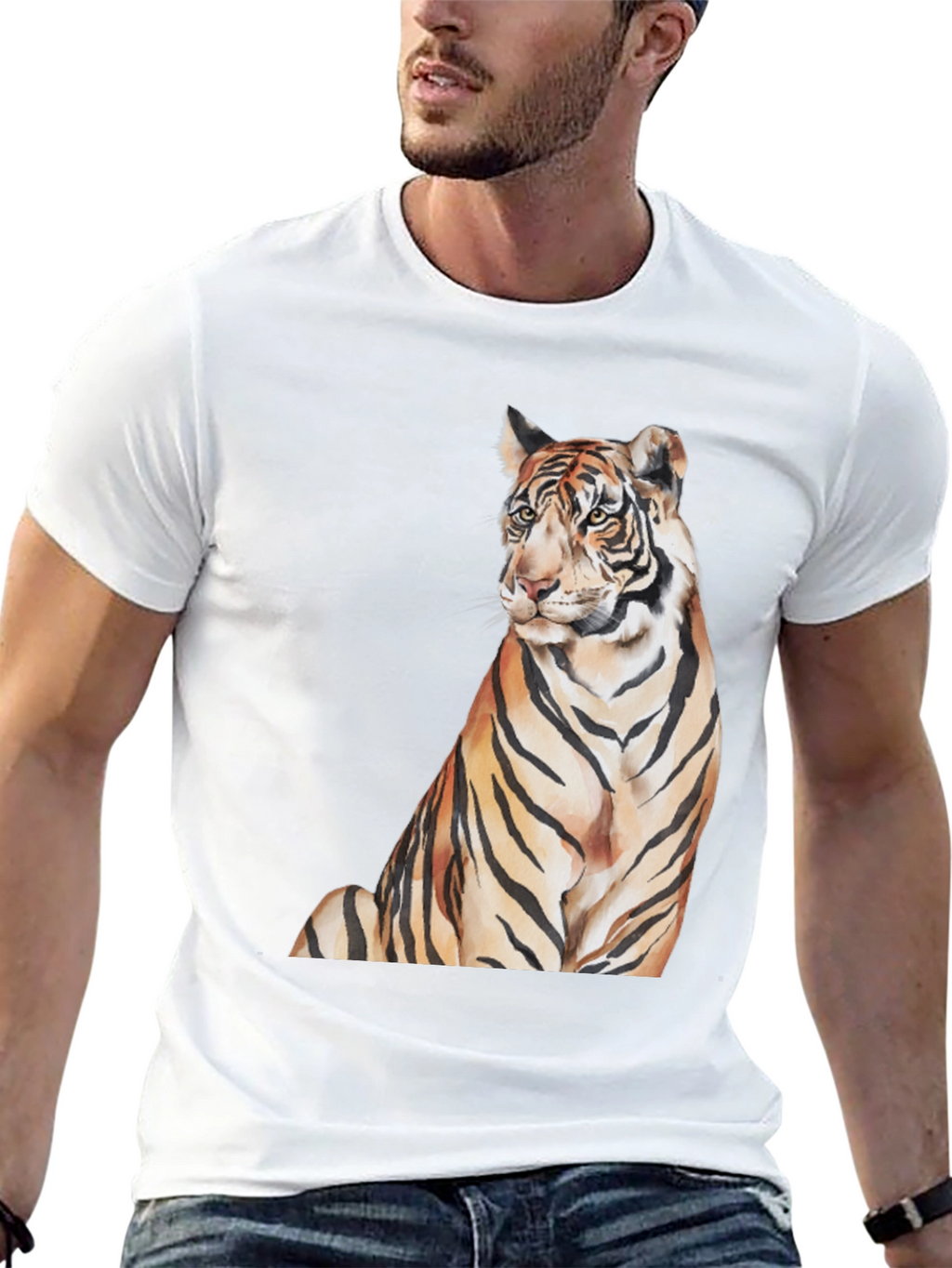 Tiger Graphic Print Mens Black T-Shirt