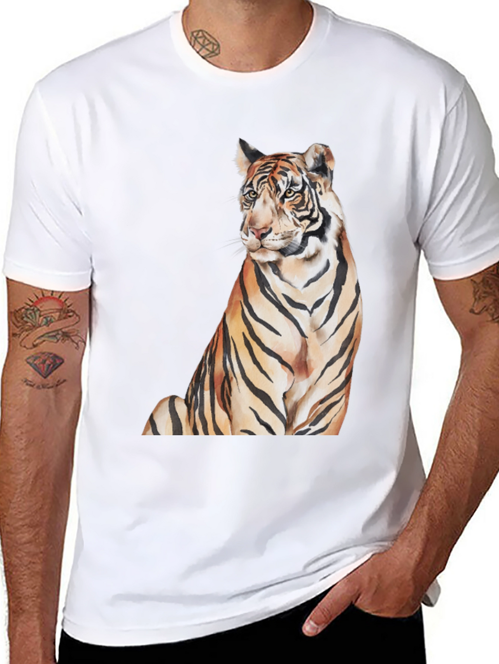 Tiger Graphic Print Mens Black T-Shirt