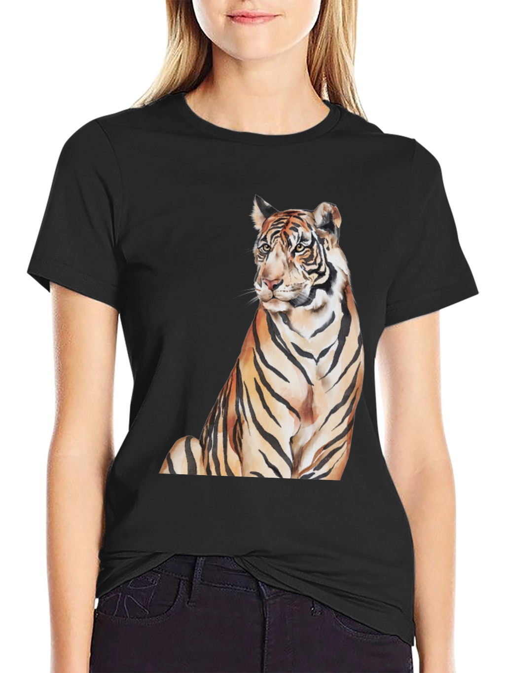 Tiger Graphic Print Mens Black T-Shirt