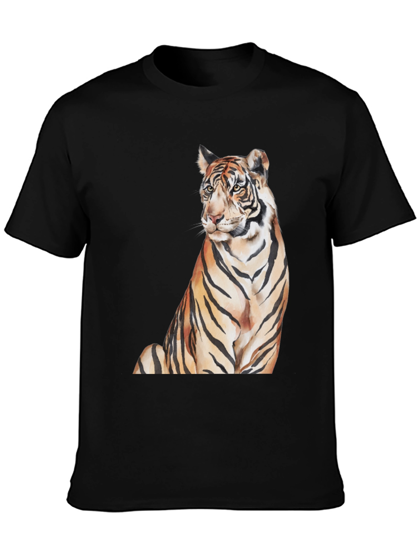 Tiger Graphic Print Mens Black T-Shirt