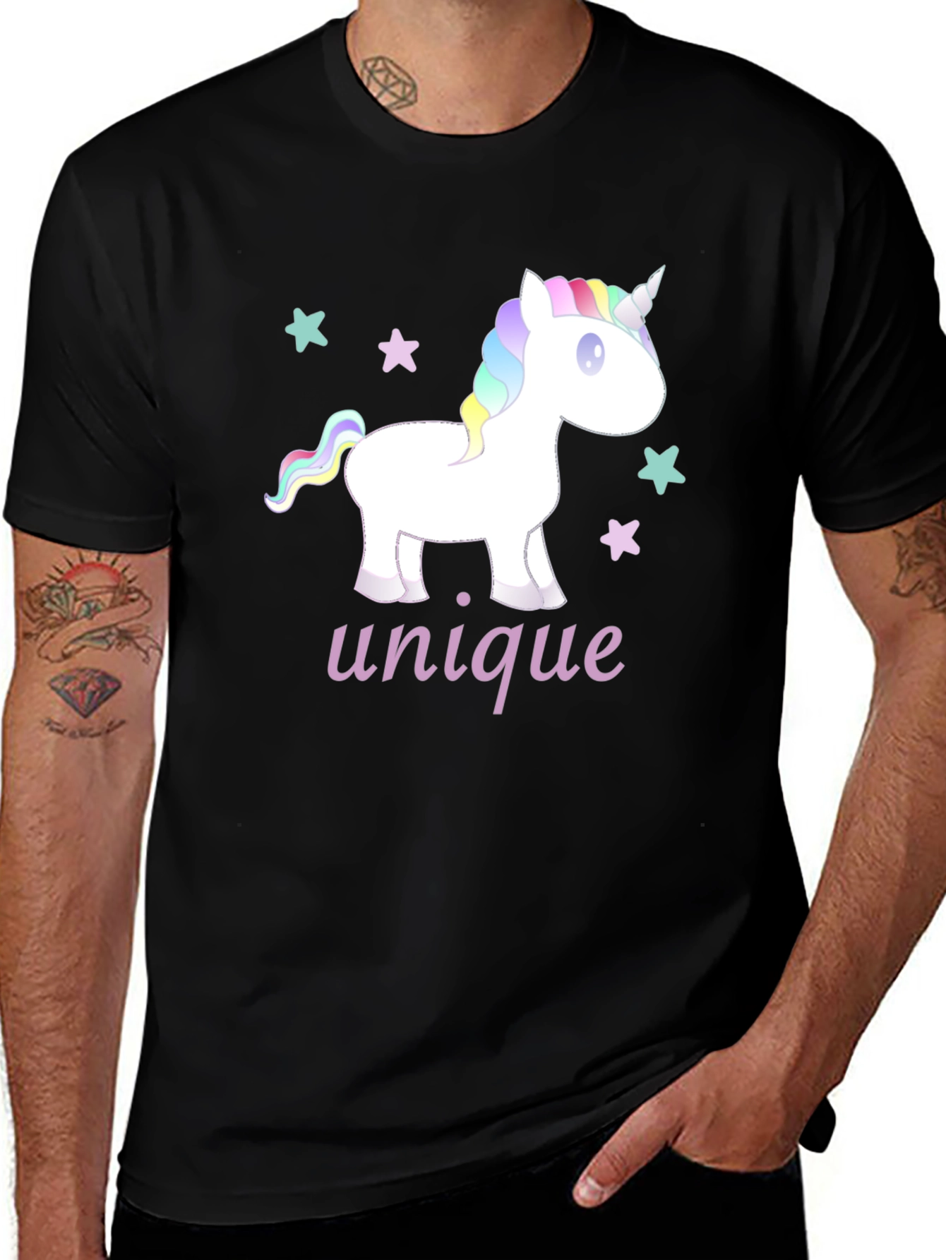 Unique Unicorn T-Shirt - Black Cotton Tee