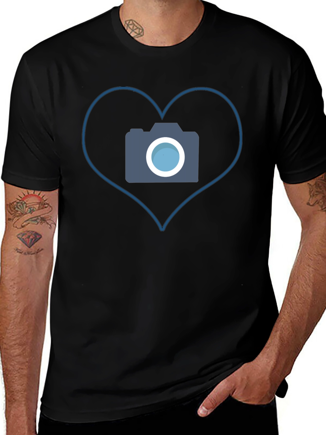 Camera Heart Graphic Tee - Black