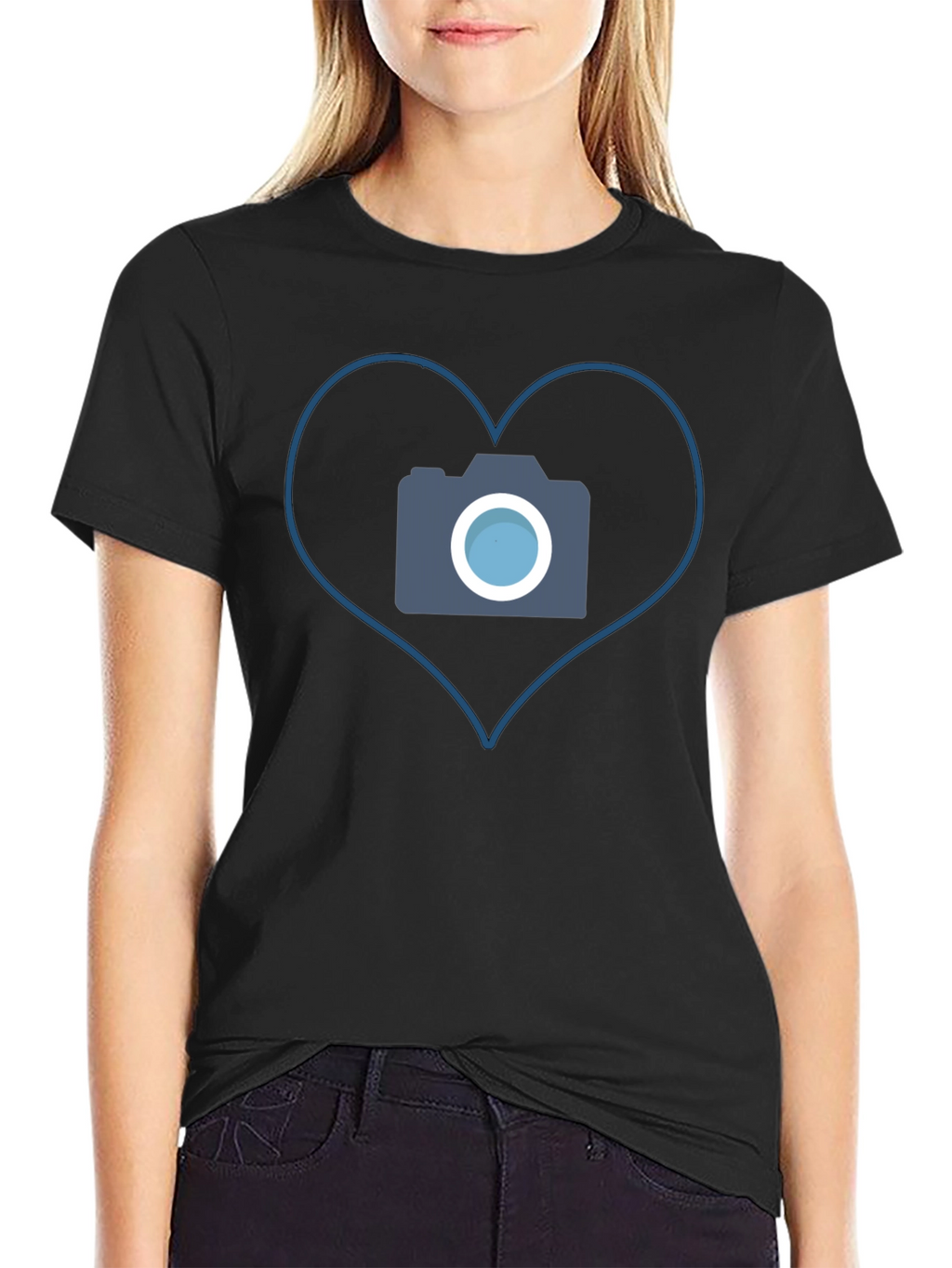 Camera Heart Graphic Tee - Black