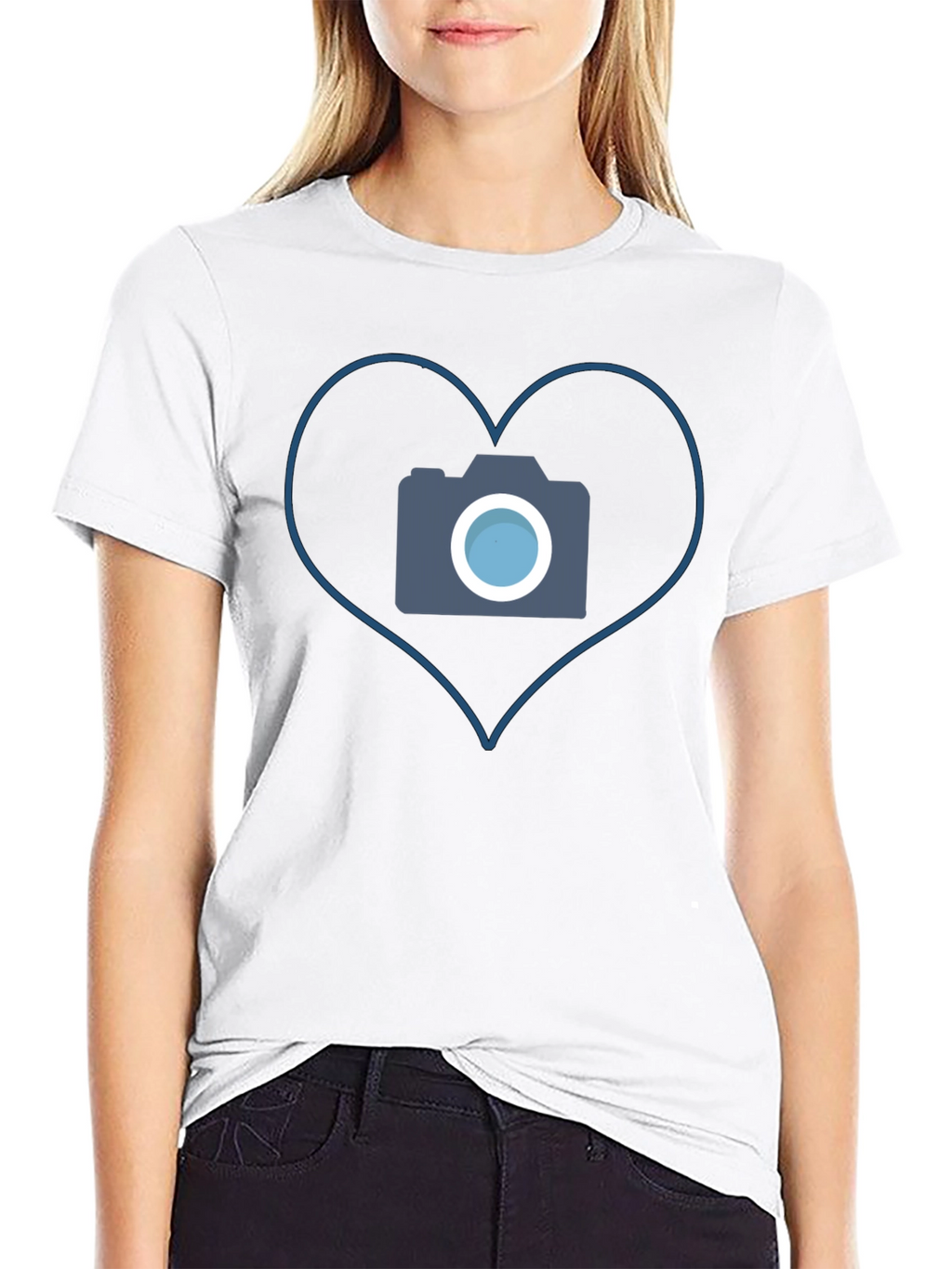 Camera Heart Graphic Tee - Black