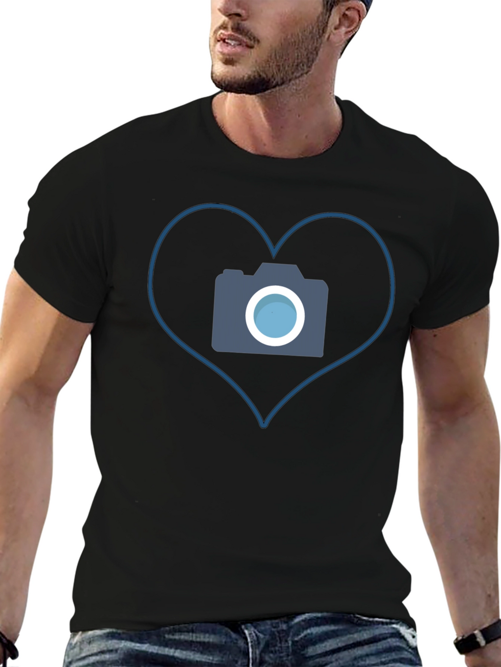 Camera Heart Graphic Tee - Black