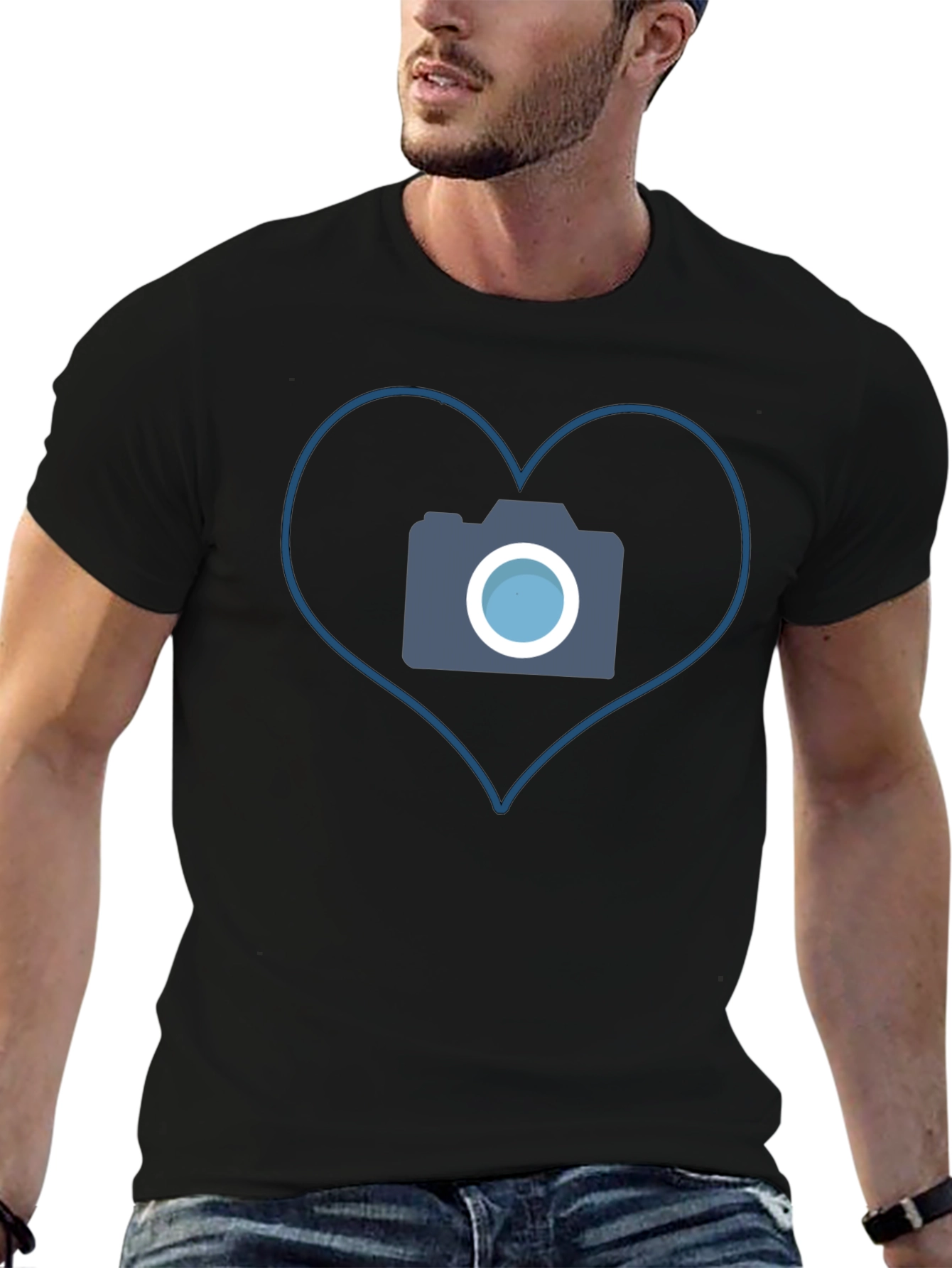 Camera Heart Graphic Tee - Black