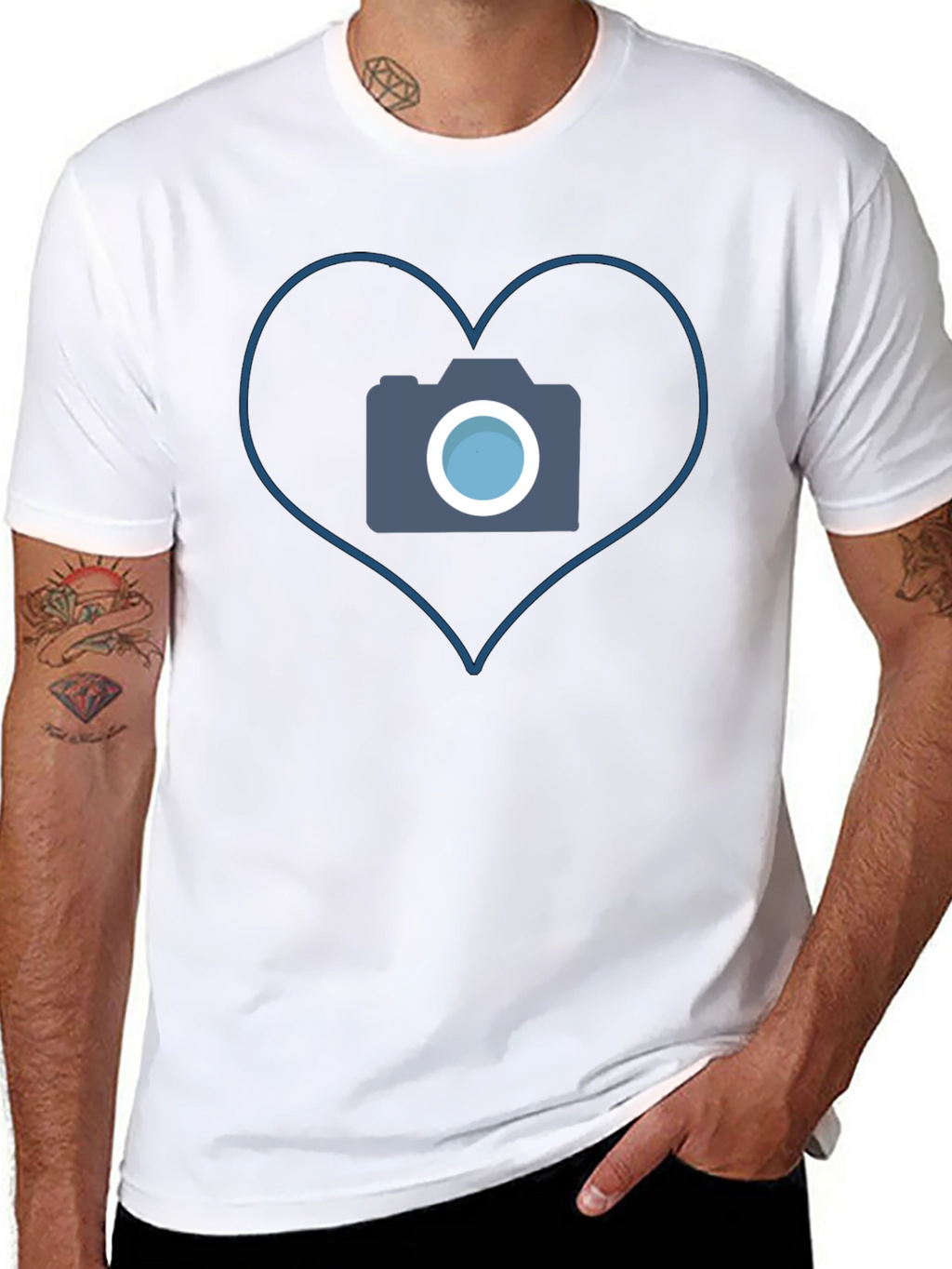 Camera Heart Graphic Tee - Black